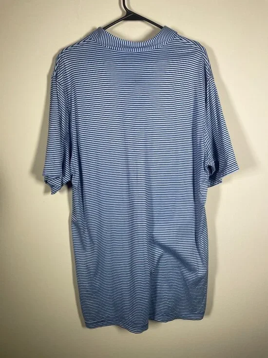Peter Millar Men's Vintage Stripe Blue Polo Shirt Large 100% Cotton Golf! - Picture 4 of 4